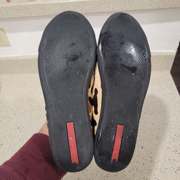 PRADA Linea Rosa Leopard Print Calf Hair Oxford Lace Up Flat 3E4739 39/8 - Picture 7 of 9